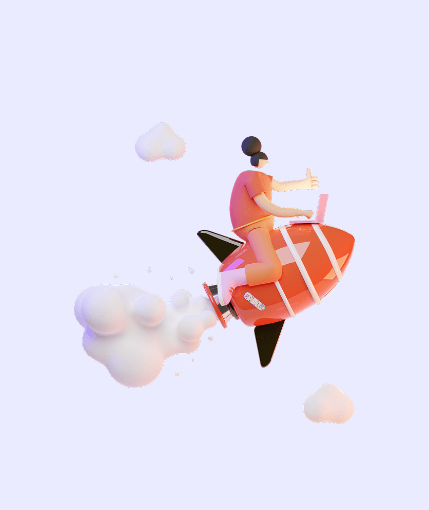Person riding a rocket